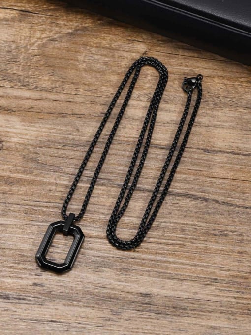 Black pendant with chain 60cm [PN 1846] Stainless steel Hip Hop Geometric Pendant